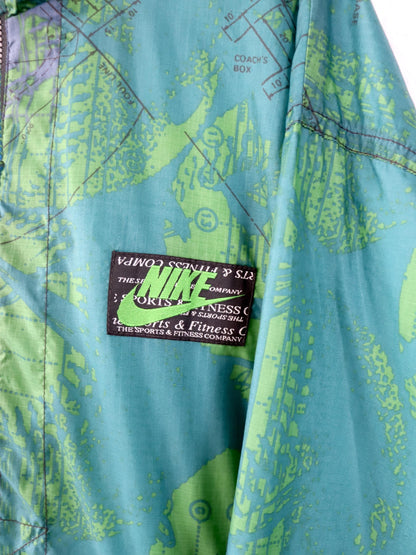 Vintage 80er 90er NIKE Windbreaker Jacke Überziehjacke crazy pattern grün L