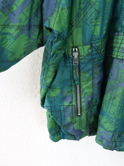 Vintage 80er 90er NIKE Windbreaker Jacke Überziehjacke crazy pattern grün L