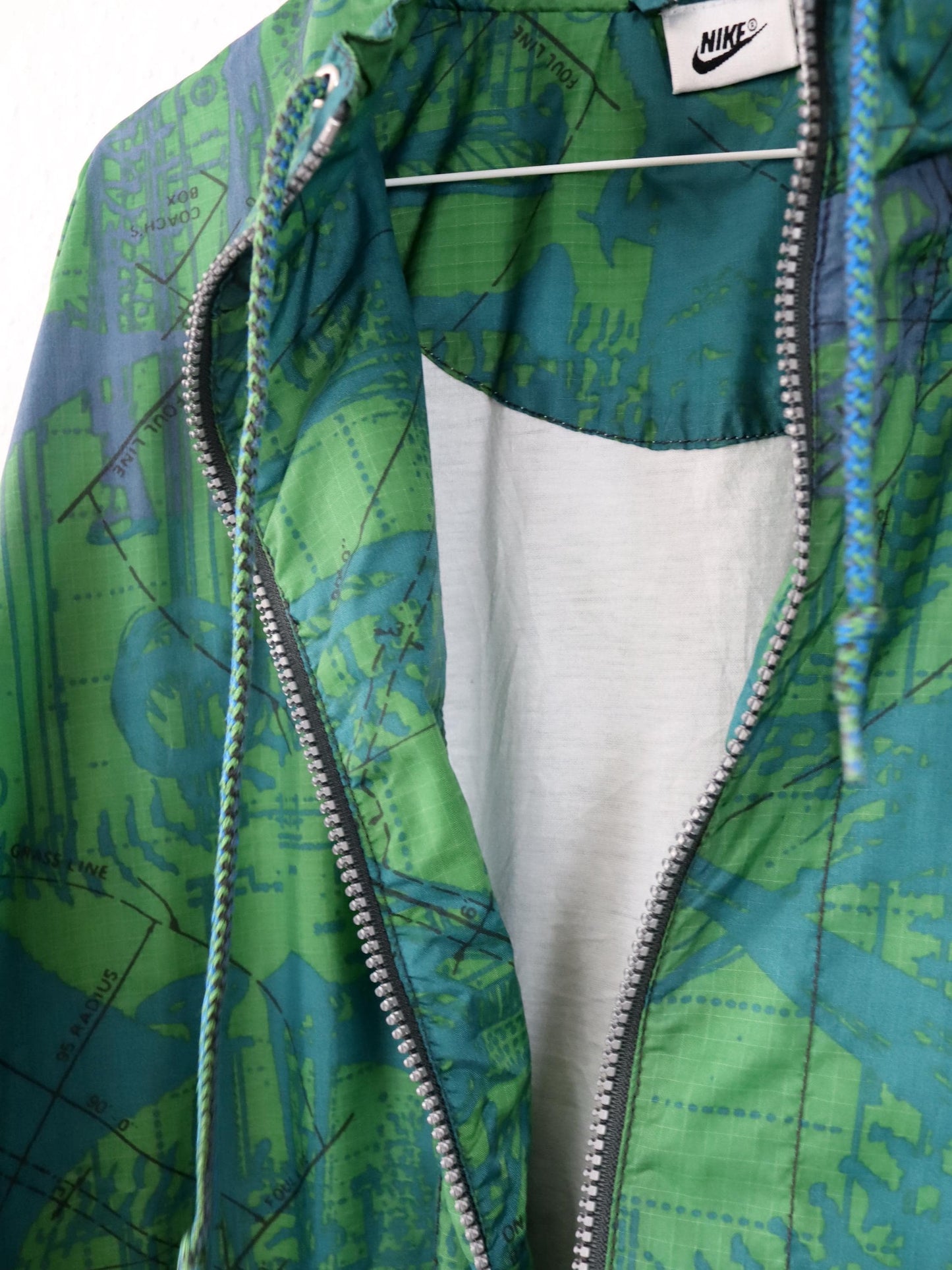 Vintage 80er 90er NIKE Windbreaker Jacke Überziehjacke crazy pattern grün L