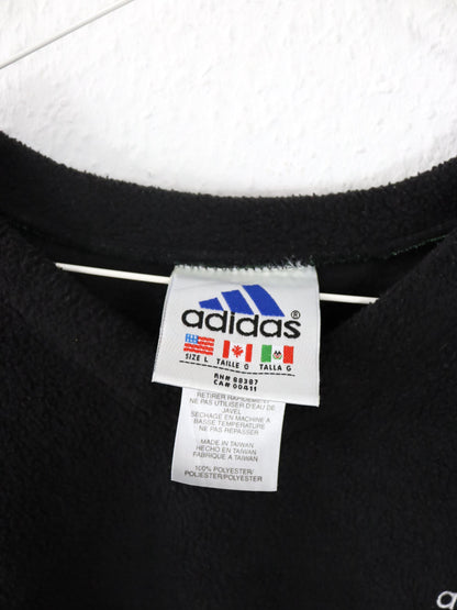 Vintage 80er 90er ADIDAS Fleecepullover Sweatshirt schwarz grün 1999 L