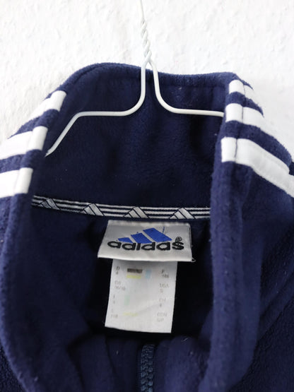 Vintage 80er 90er ADIDAS Fleecejacke Jacke Fleece dunkelblau Stehkragen D4 S