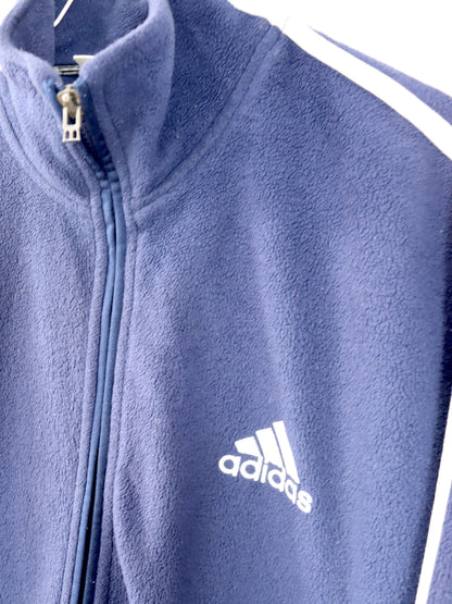 Vintage 80er 90er ADIDAS Fleecejacke Jacke Fleece dunkelblau Stehkragen D4 S
