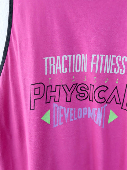 Vintage 80er 90er DIADORA Tanktop Achselshirt Print pink XL