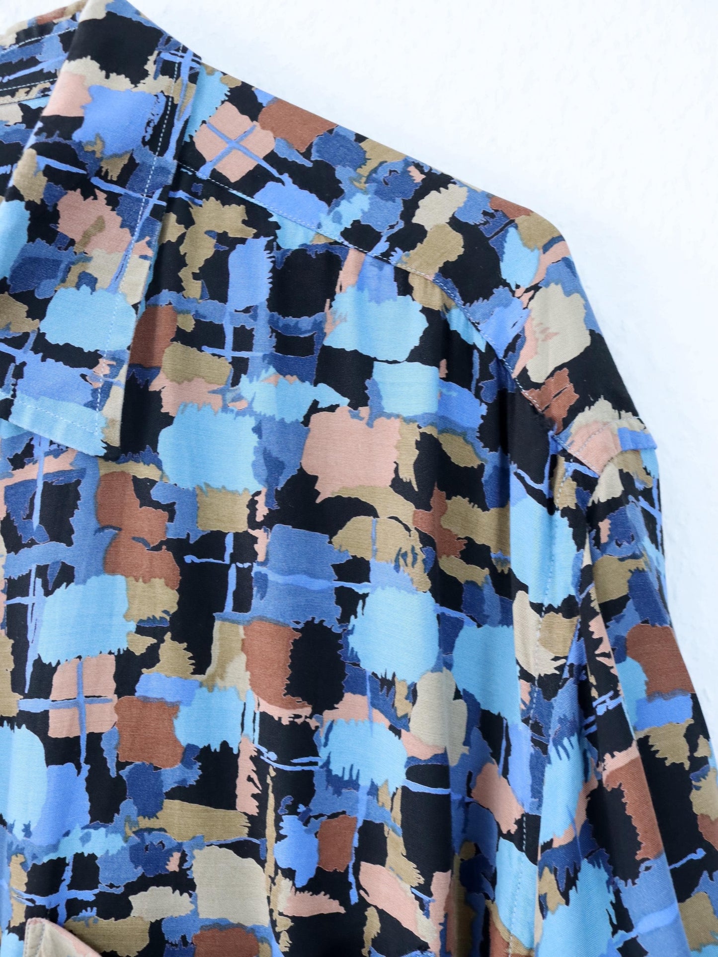 Vintage 80er 90er MYLORD Hemd kurzarm crazy pattern Viskose XL