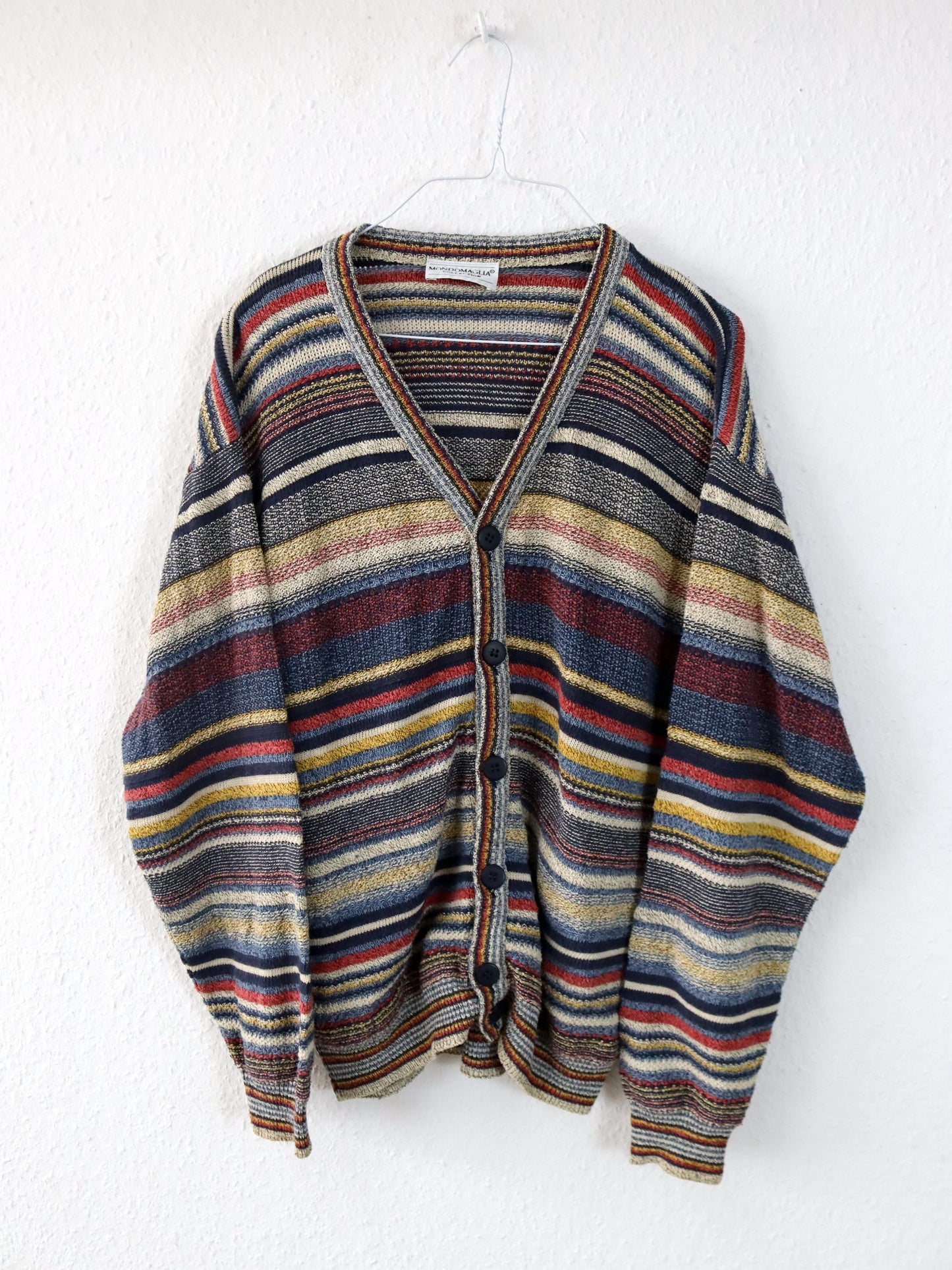 Vintage 80er 90er MONDOMAGLIO Cardigan Strickjacke gestreift M