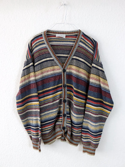 Vintage 80er 90er MONDOMAGLIO Cardigan Strickjacke gestreift M