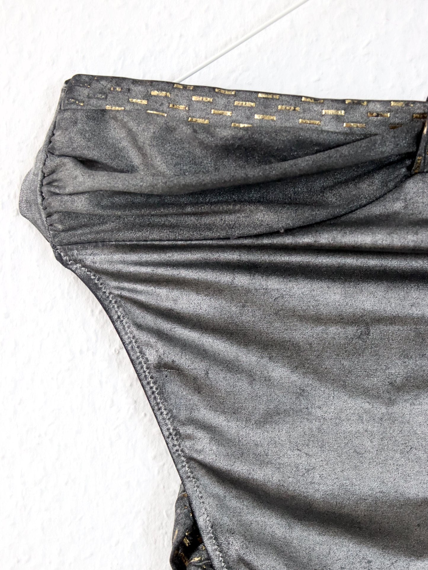 Vintage 80er 90er COST Badeanzug Body Bandeau silber gold 40