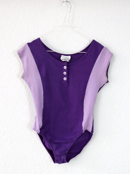 Vintage 80er 90er Body Einteiler kurzarm lila Flieder 36/38