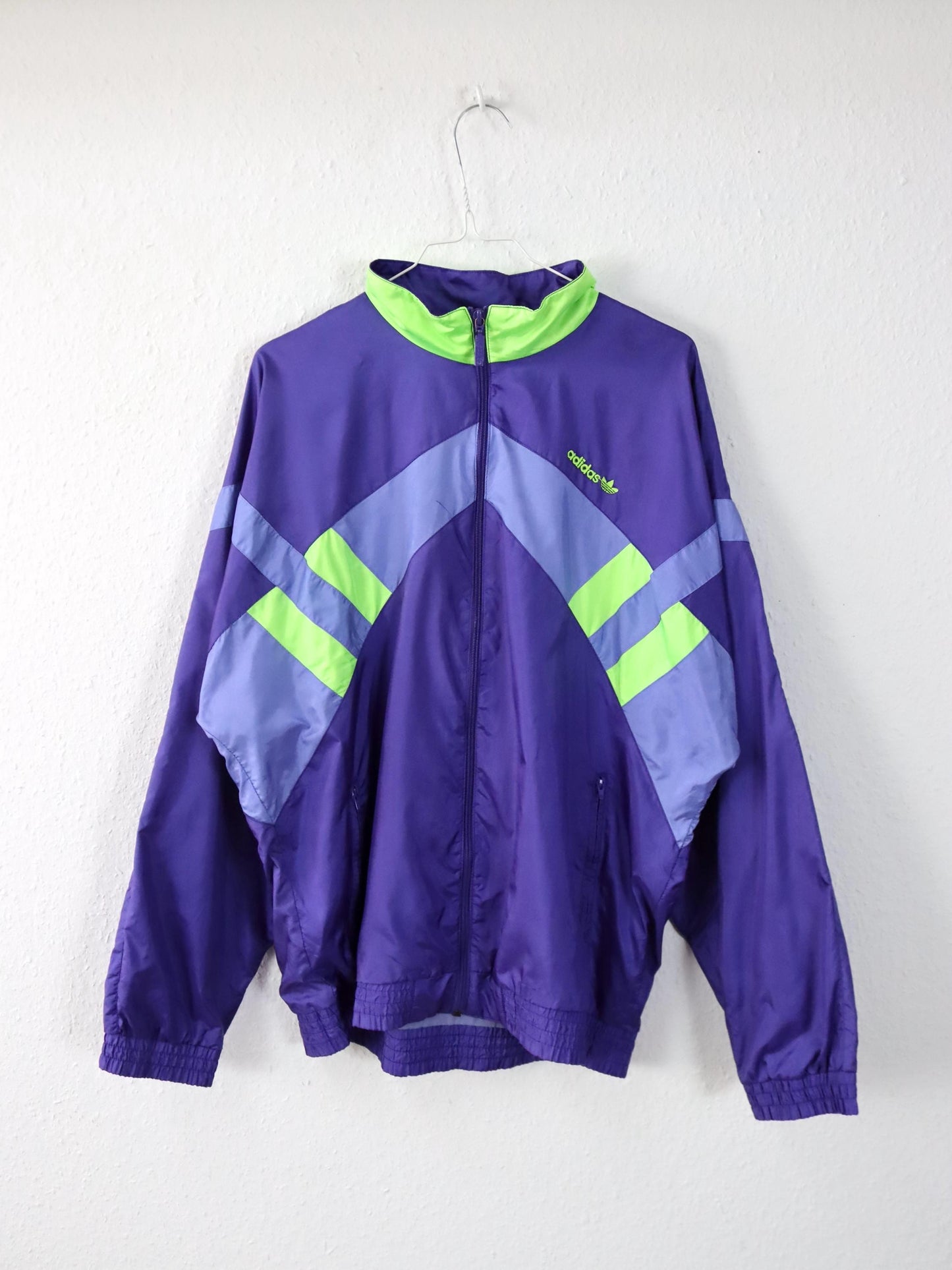 Vintage 80er 90er ADIDAS Trainingsjacke Jacke Stehkragen lila D6 M
