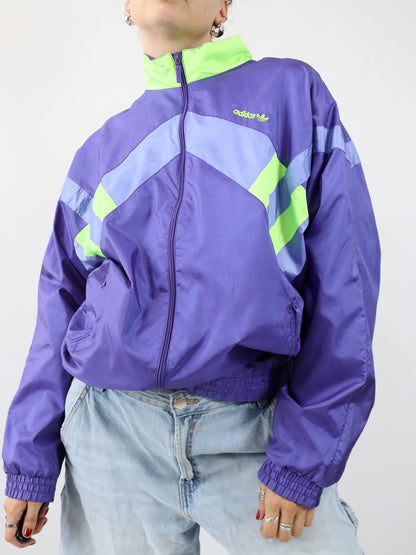 Vintage 80er 90er ADIDAS Trainingsjacke Jacke Stehkragen lila D6 M