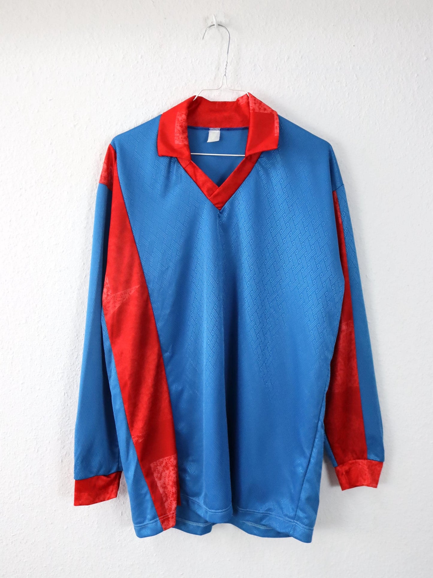Vintage 80er 90er Trikot langarm Kragen blau rot Made in Italy XL