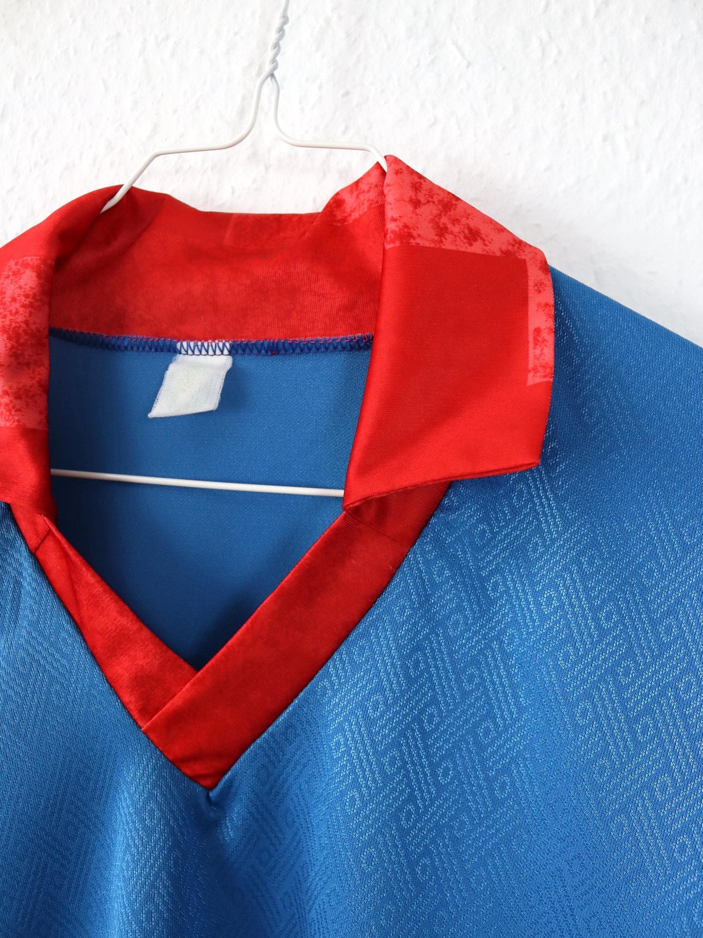 Vintage 80er 90er Trikot langarm Kragen blau rot Made in Italy XL