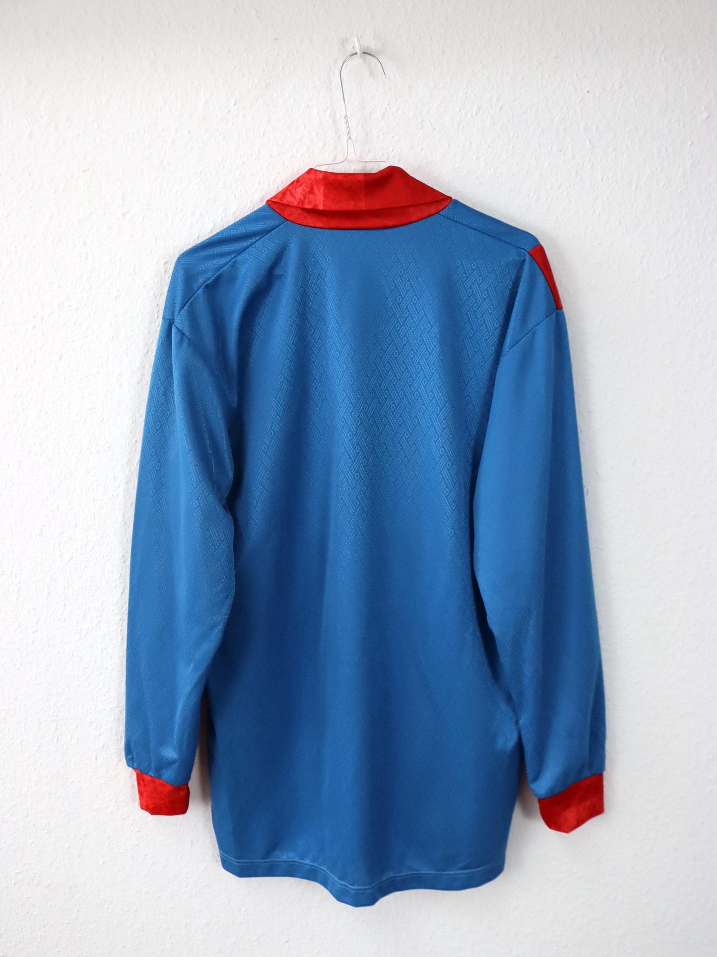 Vintage 80er 90er Trikot langarm Kragen blau rot Made in Italy XL
