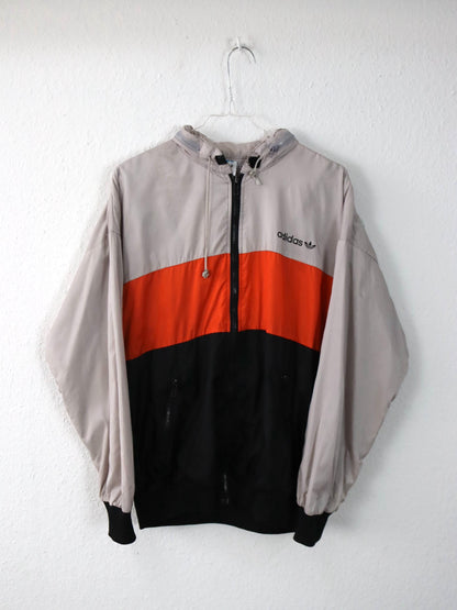 Vintage 80er 90er ADIDAS Windbreaker Jacke beige orange schwarz D5  M