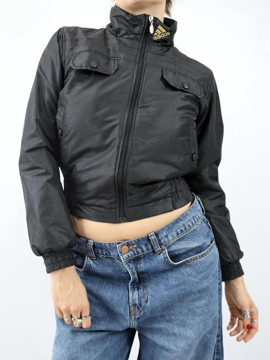 Vintage 00er Y2k ADIDAS Jacke Stehkragen Bomberjacke bauchfrei 2008 S