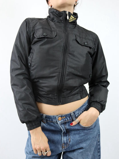 Vintage 00er Y2k ADIDAS Jacke Stehkragen Bomberjacke bauchfrei 2008 S