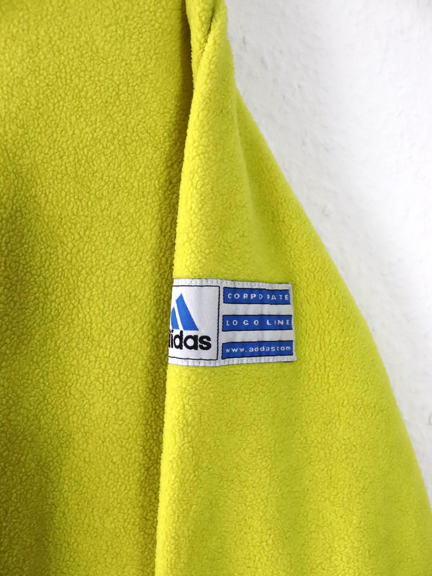 Vintage 80er 90er ADIDAS Fleecepullover Hoodie Fleece gelb Kapuze M