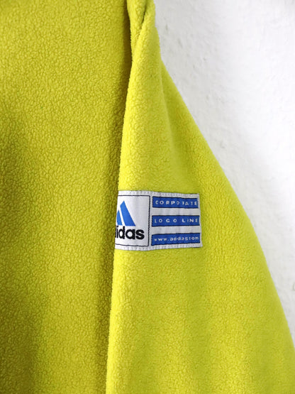 Vintage 80er 90er ADIDAS Fleecepullover Hoodie Fleece gelb Kapuze M