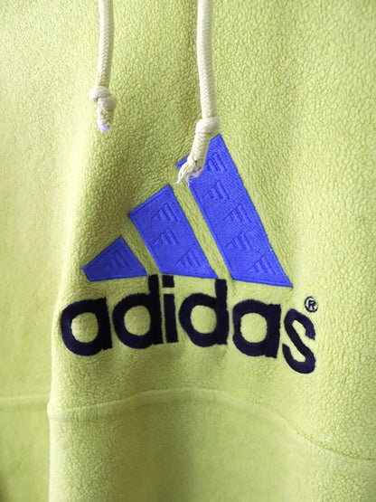 Vintage 80er 90er ADIDAS Fleecepullover Hoodie Fleece gelb Kapuze M