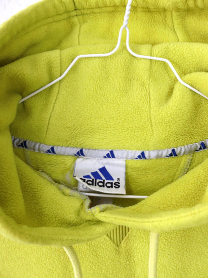 Vintage 80er 90er ADIDAS Fleecepullover Hoodie Fleece gelb Kapuze M