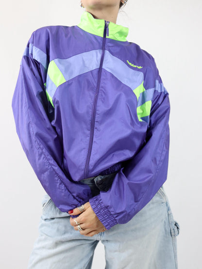 Vintage 80er 90er ADIDAS Trainingsjacke Jacke Stehkragen lila D6 M