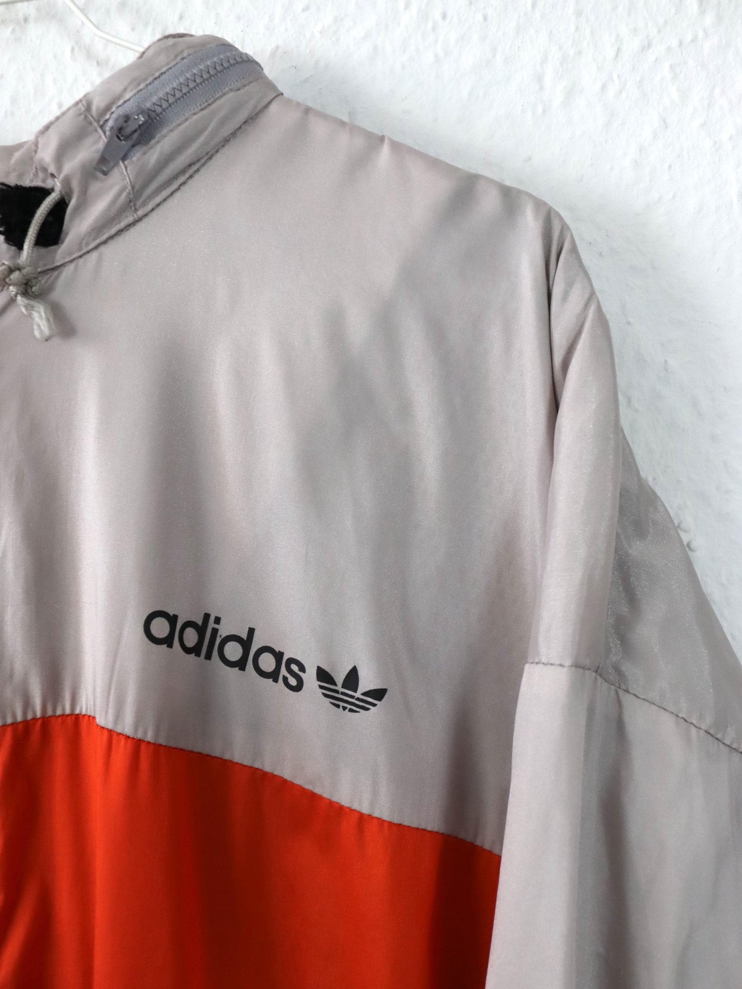 Vintage 80er 90er ADIDAS Windbreaker Jacke beige orange schwarz D5  M