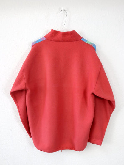 Vintage 80er 90er Fleecepullover Pullover Stehkragen bunt Aprikose M