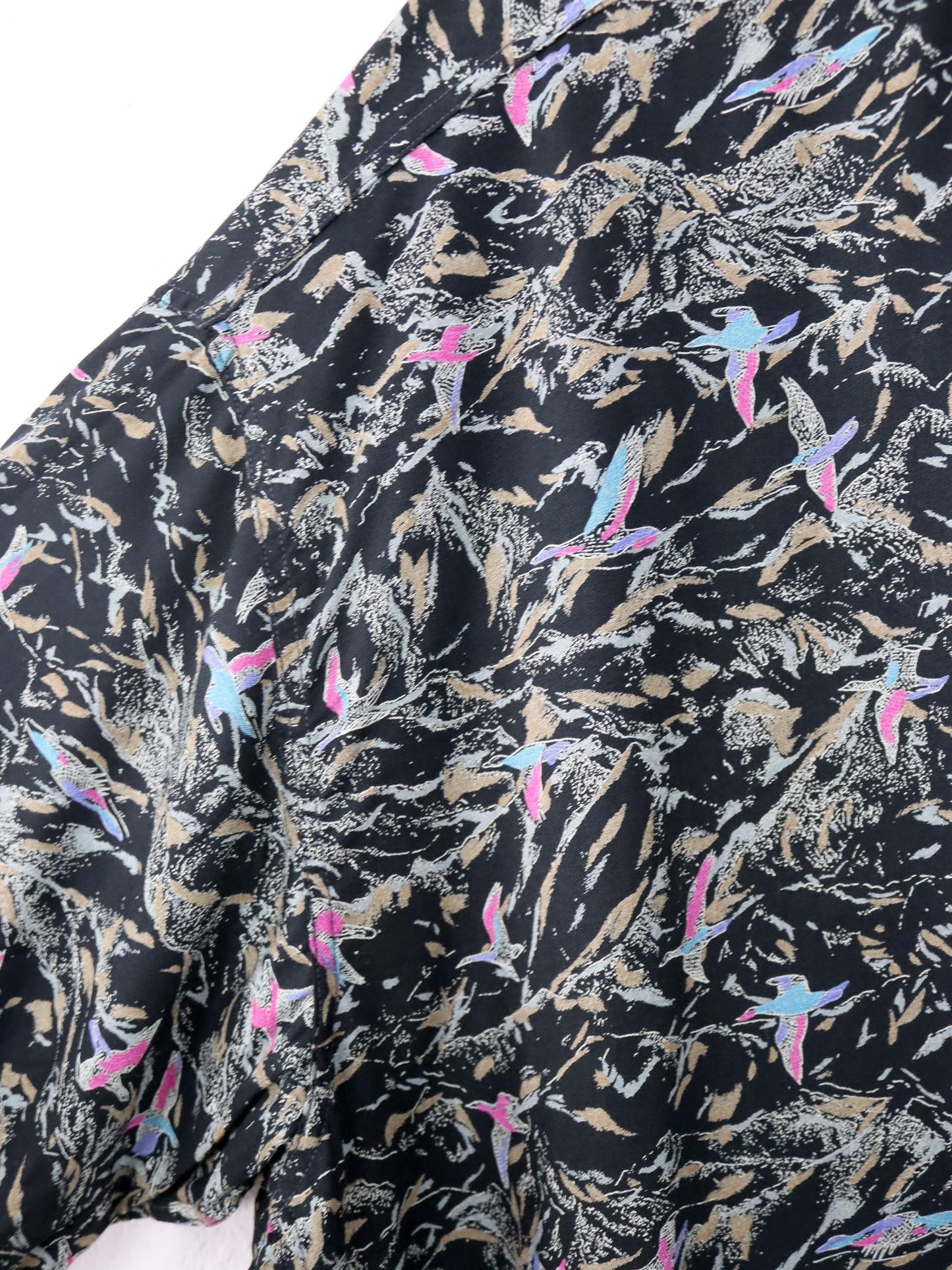 Vintage 80er 90er Hemd kurzarm crazy pattern gemustert Viskose XL