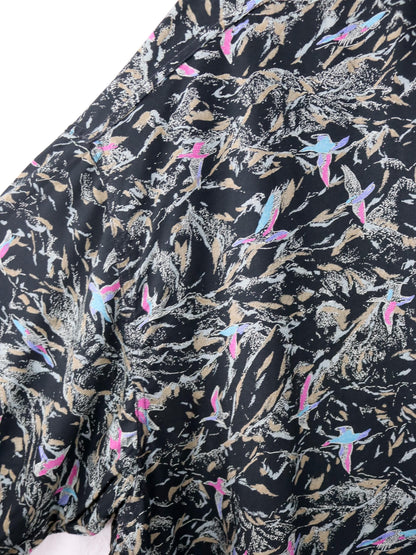 Vintage 80er 90er Hemd kurzarm crazy pattern gemustert Viskose XL