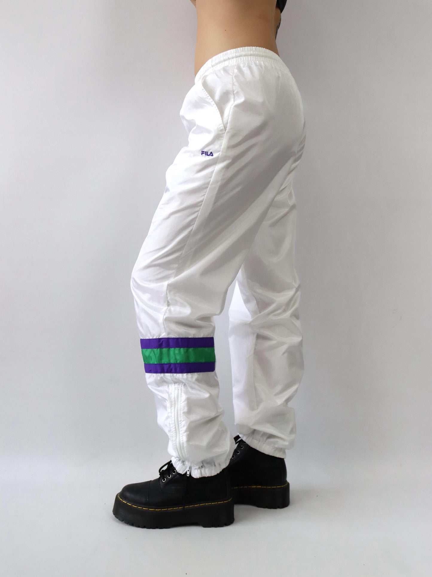 Vintage 80er 90er FILA Jogginghose Trainingshose weiß glanz 52 L