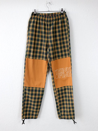 Vintage 80er 90er THINK PINK Jogginghose Hose kariert orange grün XS