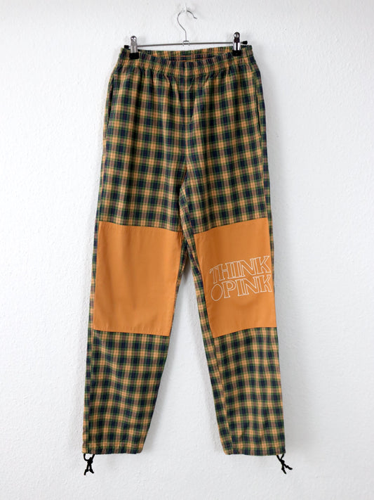 Vintage 80er 90er THINK PINK Jogginghose Hose kariert orange grün XS