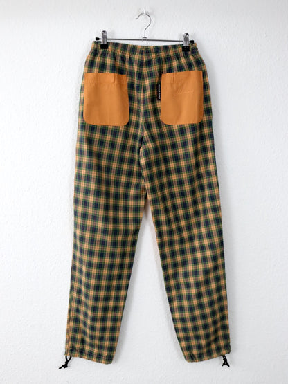 Vintage 80er 90er THINK PINK Jogginghose Hose kariert orange grün XS