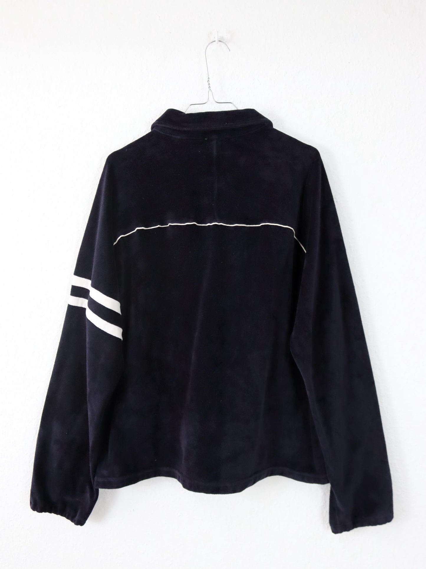 Vintage 80er 90er FILA Trainingsjacke Samt Velours Kragen dunkelblau 56 XXL