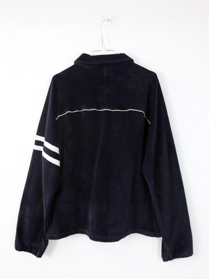 Vintage 80er 90er FILA Trainingsjacke Samt Velours Kragen dunkelblau 56 XXL