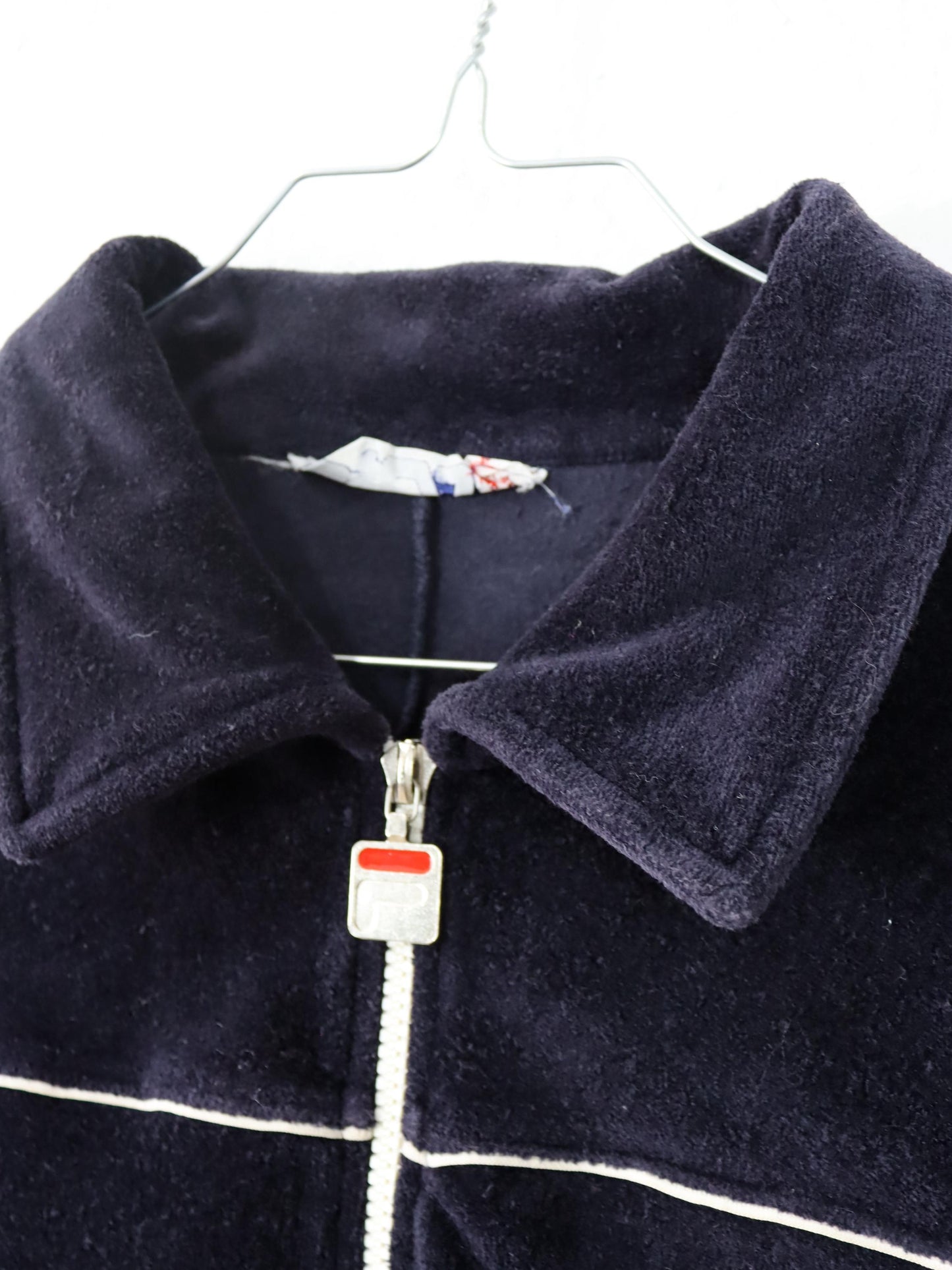 Vintage 80er 90er FILA Trainingsjacke Samt Velours Kragen dunkelblau 56 XXL