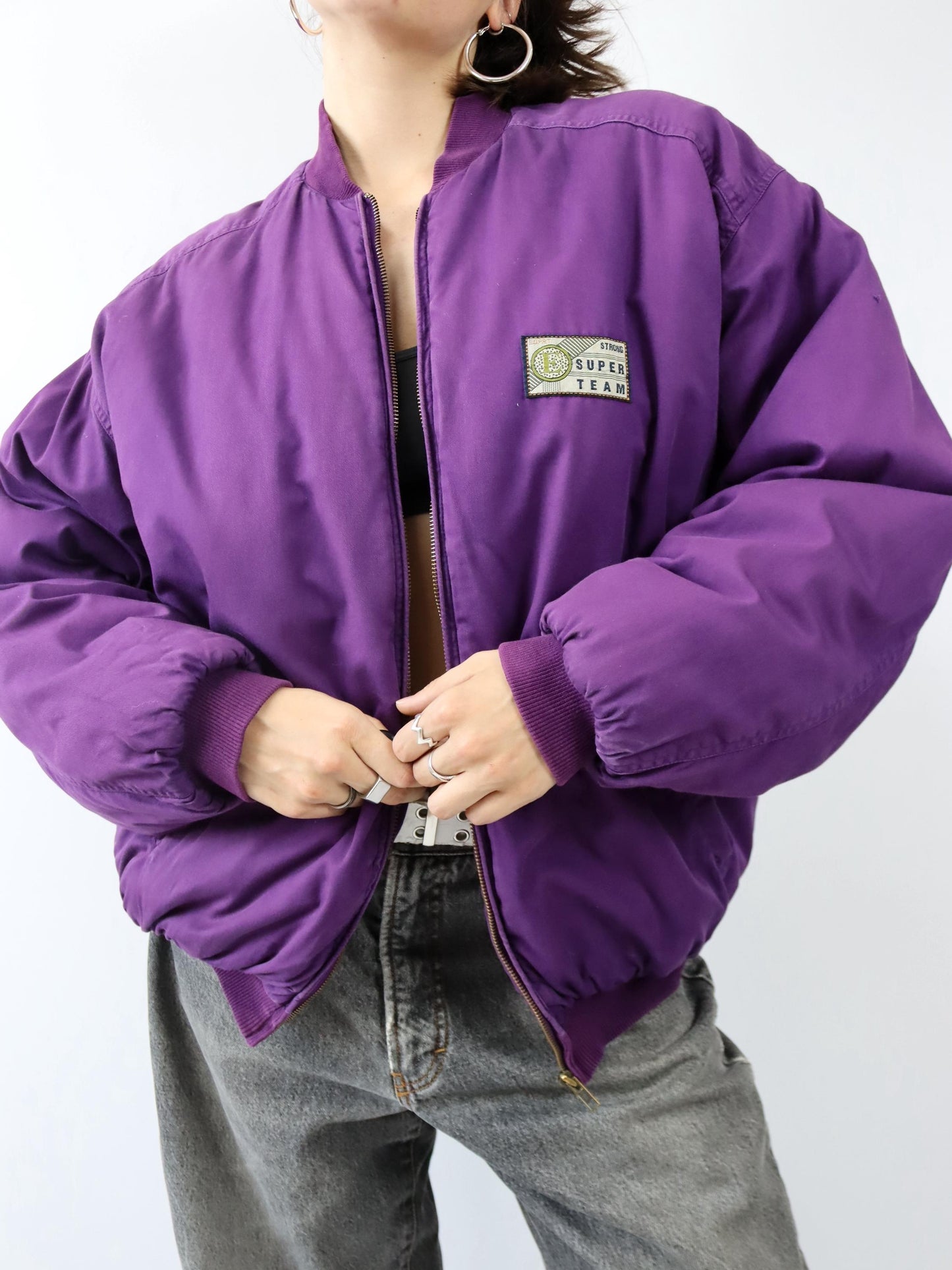 Vintage 80er 90er ESPRIT Bomberjacke Jacke gefüttert lila versitze M