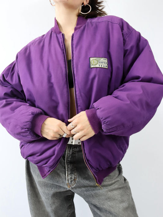 Vintage 80er 90er ESPRIT Bomberjacke Jacke gefüttert lila versitze M
