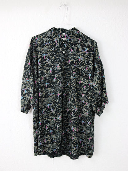 Vintage 80er 90er Hemd kurzarm crazy pattern gemustert Viskose XL