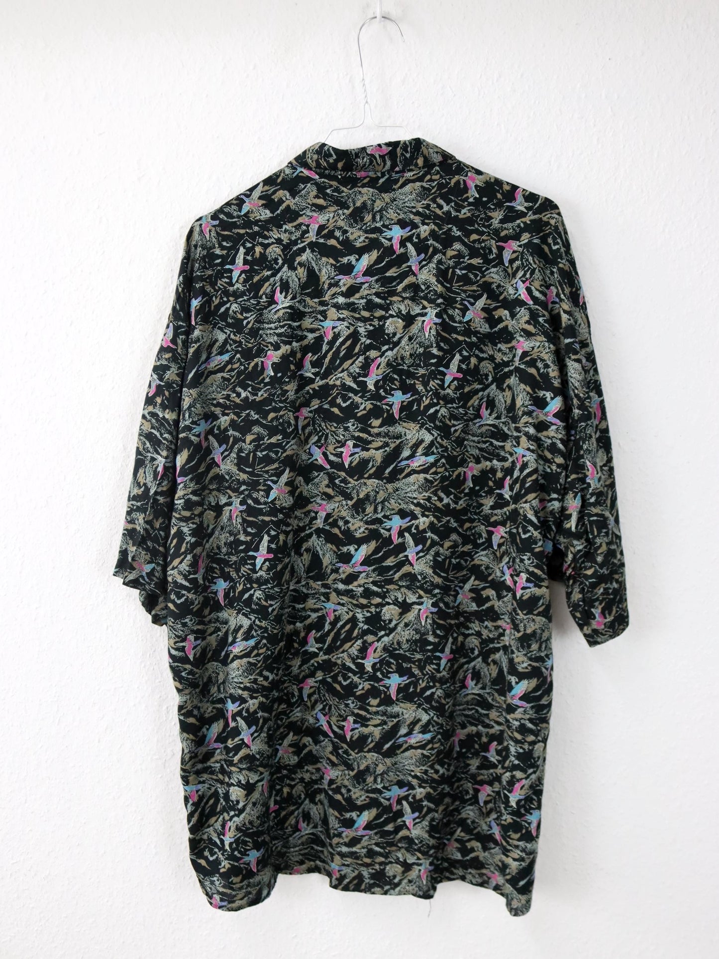 Vintage 80er 90er Hemd kurzarm crazy pattern gemustert Viskose XL
