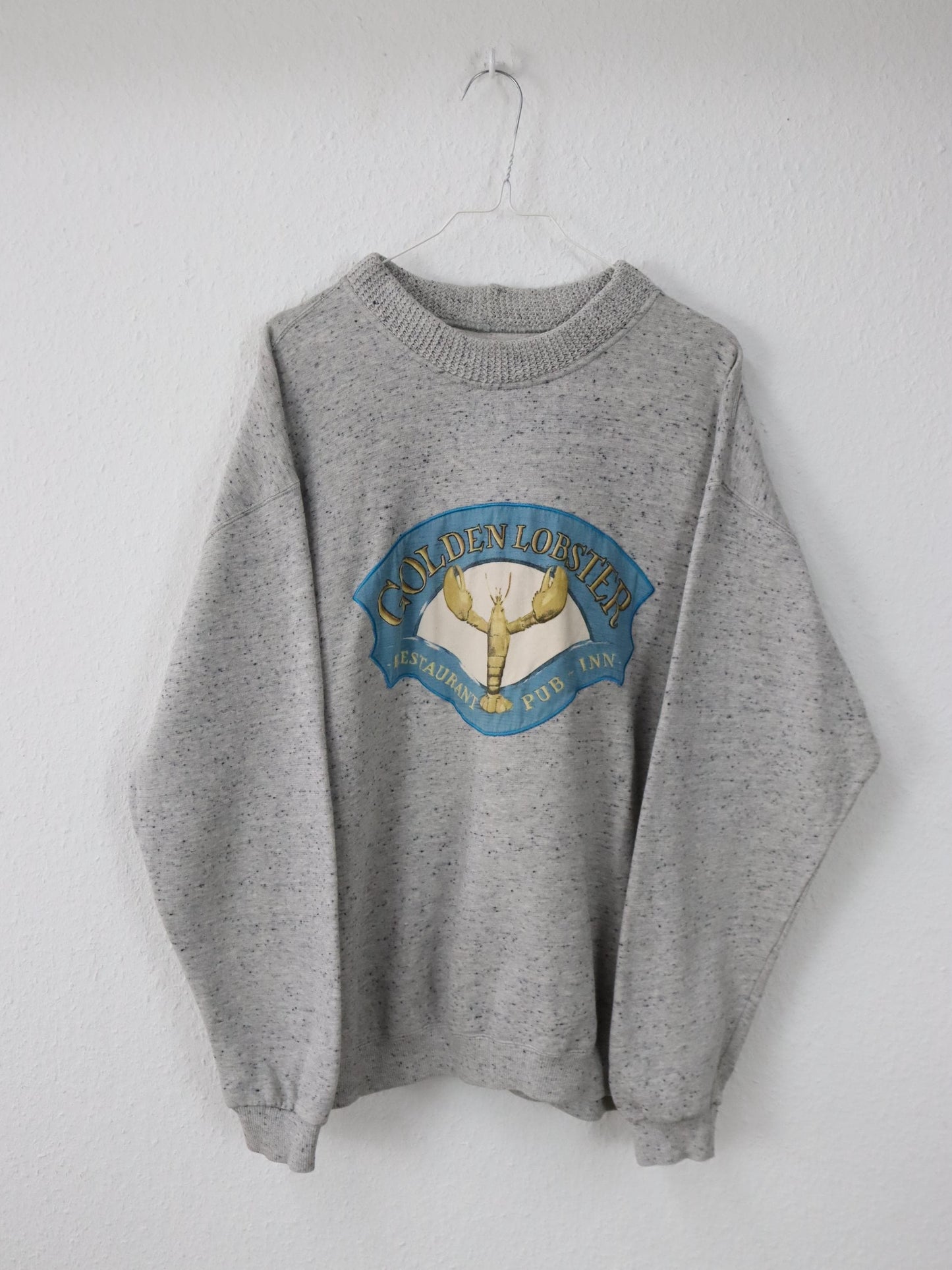Vintage 80er 90er HIGHLANDS Sweatshirt Pullover graumeliert Lobster Patch L