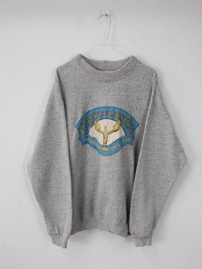 Vintage 80er 90er HIGHLANDS Sweatshirt Pullover graumeliert Lobster Patch L