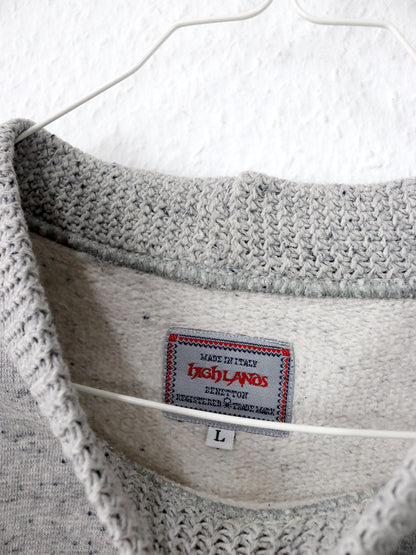 Vintage 80er 90er HIGHLANDS Sweatshirt Pullover graumeliert Lobster Patch L