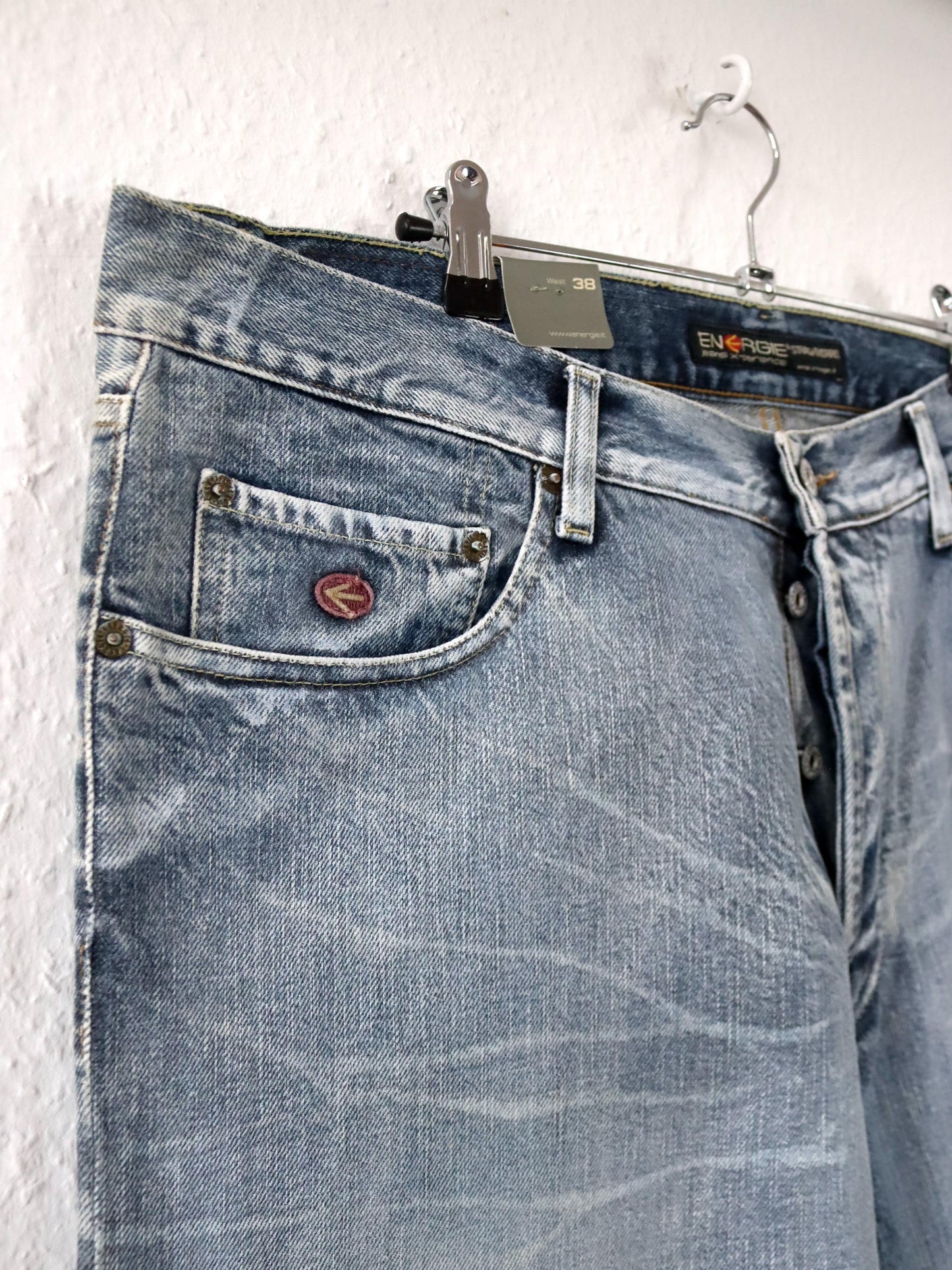 Vintage 90er 00er Y2K ENERGIE Baggy Pants Jeans hellblau grau weites Bein low waist W38