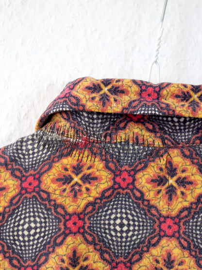 Vintage 70er 80er FRIEDNSHIP Flanellhemd Hemd langarm crazy pattern bunt M