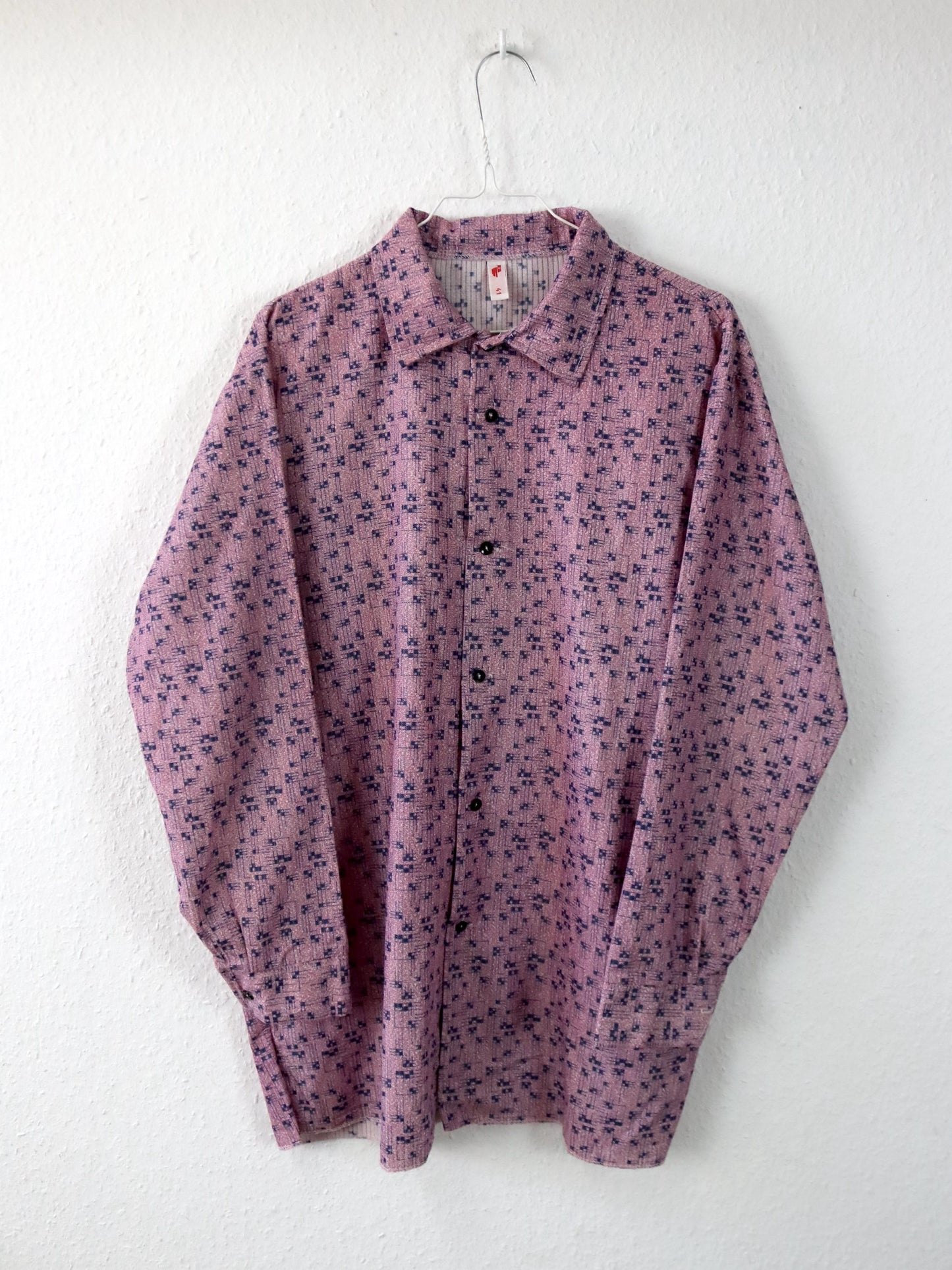 Vintage 70er 80er FRIENDSHIP Hemd Hemd langarm crazy pattern rosa L