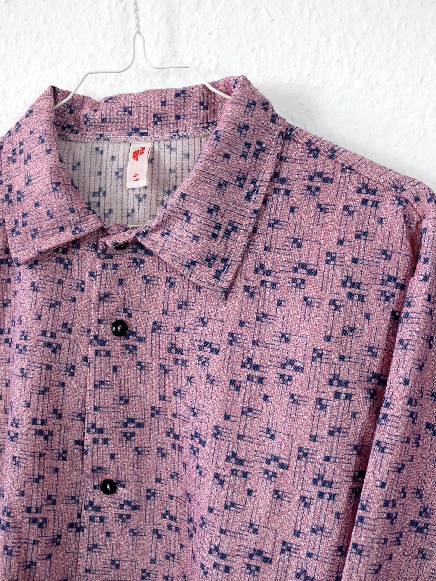 Vintage 70er 80er FRIENDSHIP Hemd Hemd langarm crazy pattern rosa L