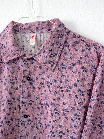 Vintage 70er 80er FRIENDSHIP Hemd Hemd langarm crazy pattern rosa L