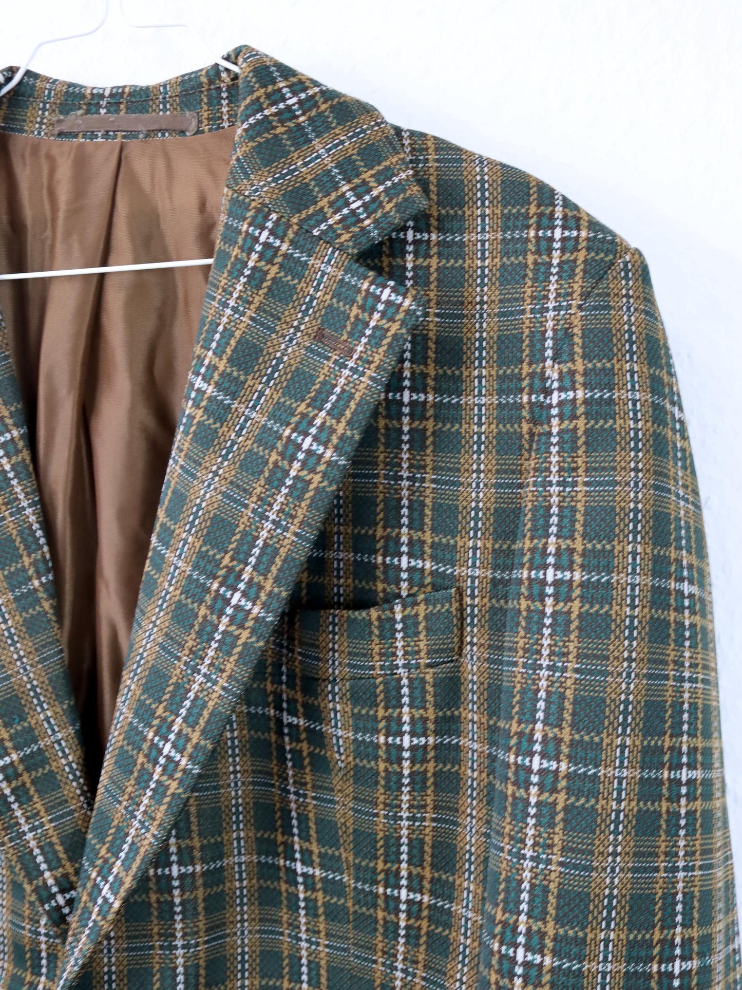 Vintage 70er 80er KONSUMENT Blazer kariert dunkelgrün 50 L