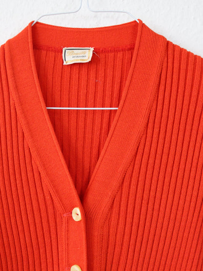 Vintage 80er 90er BRUESTLE Cardigan Strickjacke kurzarm Knopfleiste rot M